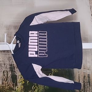 Classic Puma girls small blue white sparkly glitter sporty sweatshirt